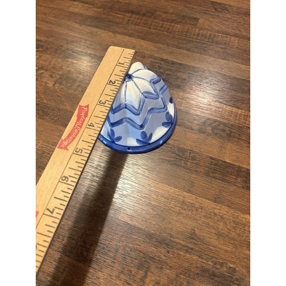 Vintage ABC Bassano ceramic molds, hand-painted with a blue and white design